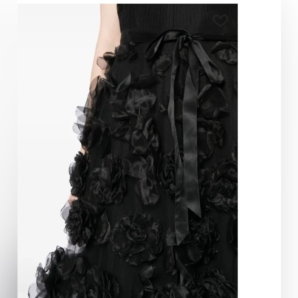 NEW Marchesa 3D Black Floral Rose-Embellished Tulle Cocktail Gown Sz 6 - Picture 8 of 12